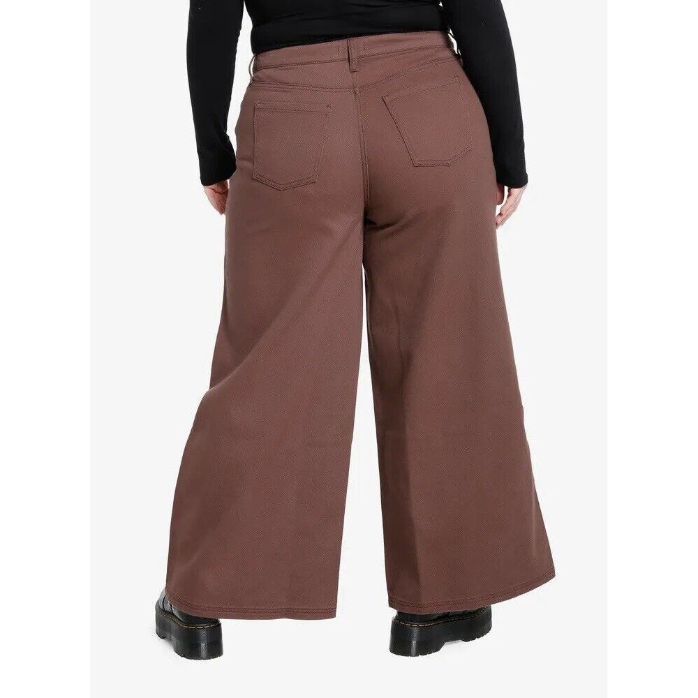 Hot Topic Social Collision Jeans 18 Brown Punk Graphics Gothic Grunge Wide Leg - Picture 2 of 8